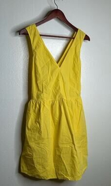 069 NWT Nation 100% Pima Cotton Criss Cross Back Popover Tank Dress | Yellow | S